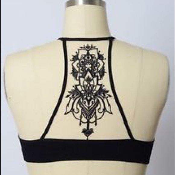 Mesh Tattoo Design Sports Bra - Picture 3 of 4
